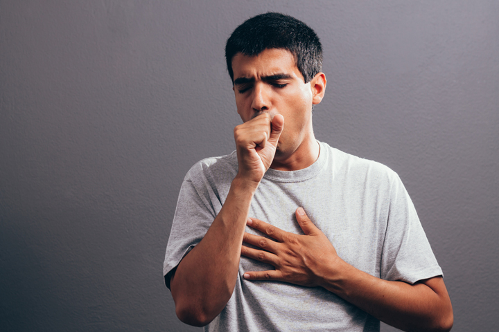 Man having an asthma attack